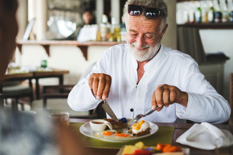 Man eating breakfast